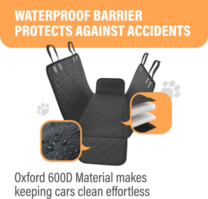 Black Waterproof Dog Car Hammock – Back Seat Protector for Cars & SUVs