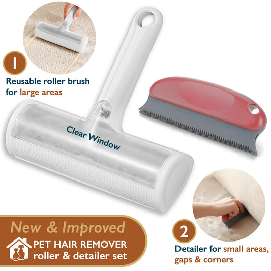 Portable Pet Hair Remover – Reusable Roller Set for Dog & Cat Fur